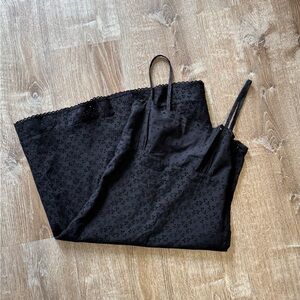 Black Eyelet Slip Dress with Spaghetti Straps